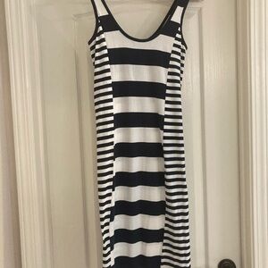 French Connection Navy and White Midi dress